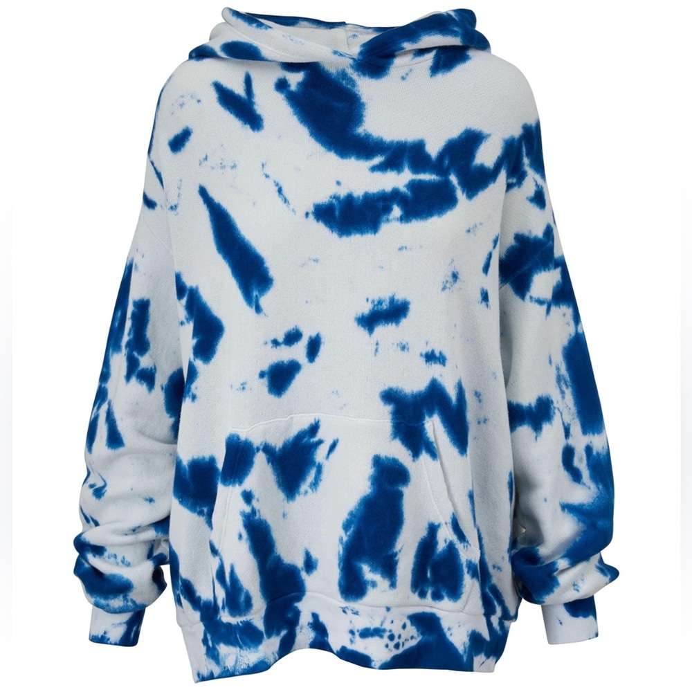 THE ELDER STATESMAN True Blue Tie-Dye Cotton & Cashmere Terry Hoodie - XL